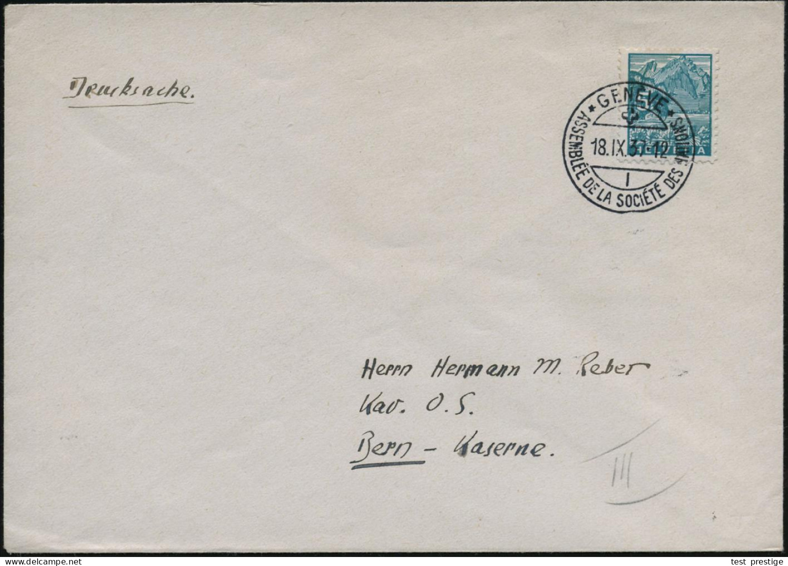 SCHWEIZ 1937 (18.9.) SSt: GENEVE/ASSEMBLEE DE LA SOCIETE DES NATIONS (= 18. Session) Klar Gest. Inl.-Bf. (Pen.SDN 23) -  - ONU