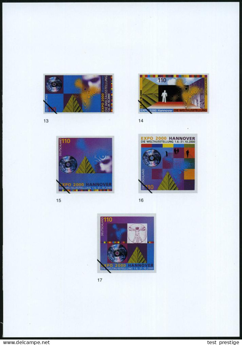 Hannover 1999 (Feb.) 110 Pf. "EXPO 2000 Hannover", 25 Verschiedene Color-Alternativ-Entwürfe Der Bundesdruckerei Auf 6 E - Sonstige & Ohne Zuordnung