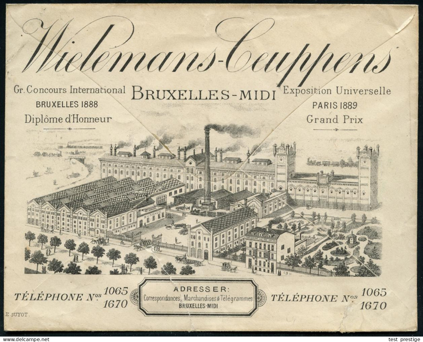 BELGIEN 1895 (25.7.) PU 10 C. Leopold, Braun: Wielemans-Ceuppens BRUXELLES-MIDI, Exposition Universelle PARIS 1889, Gran - Autres & Non Classés