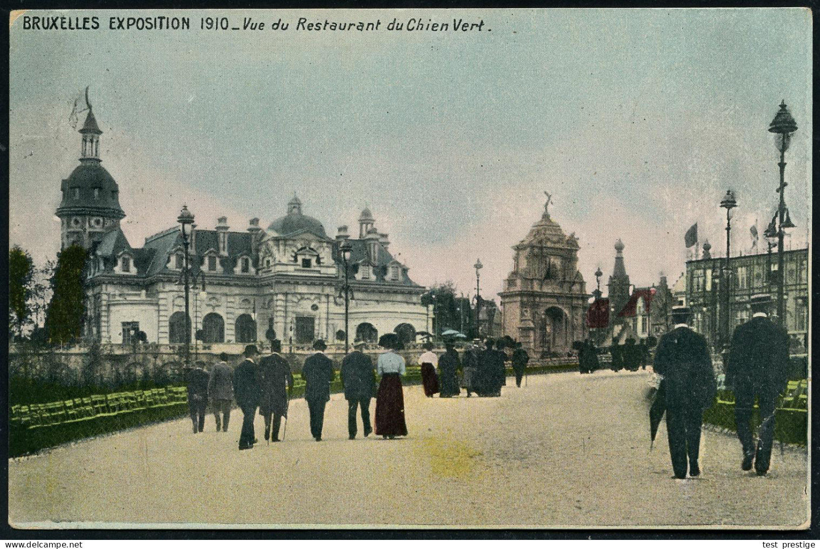 BELGIEN 1910 (1.11.) MaWSt.: BRUXELLES/1/..1910/..EXPOSITION Kopfstehend Auf Color-Ak.: EXPO BRUXELLES; Restaurant Du Ch - Otros & Sin Clasificación