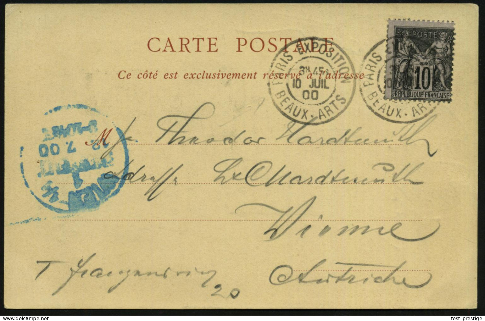 FRANKREICH 1900 (10.7.) Seltener 2K: PARIS EXPOSITION / B E A U X - A R T S 2x Klar Auf S/w.-Sonderkarte: Expo 1900 "Pal - Other & Unclassified