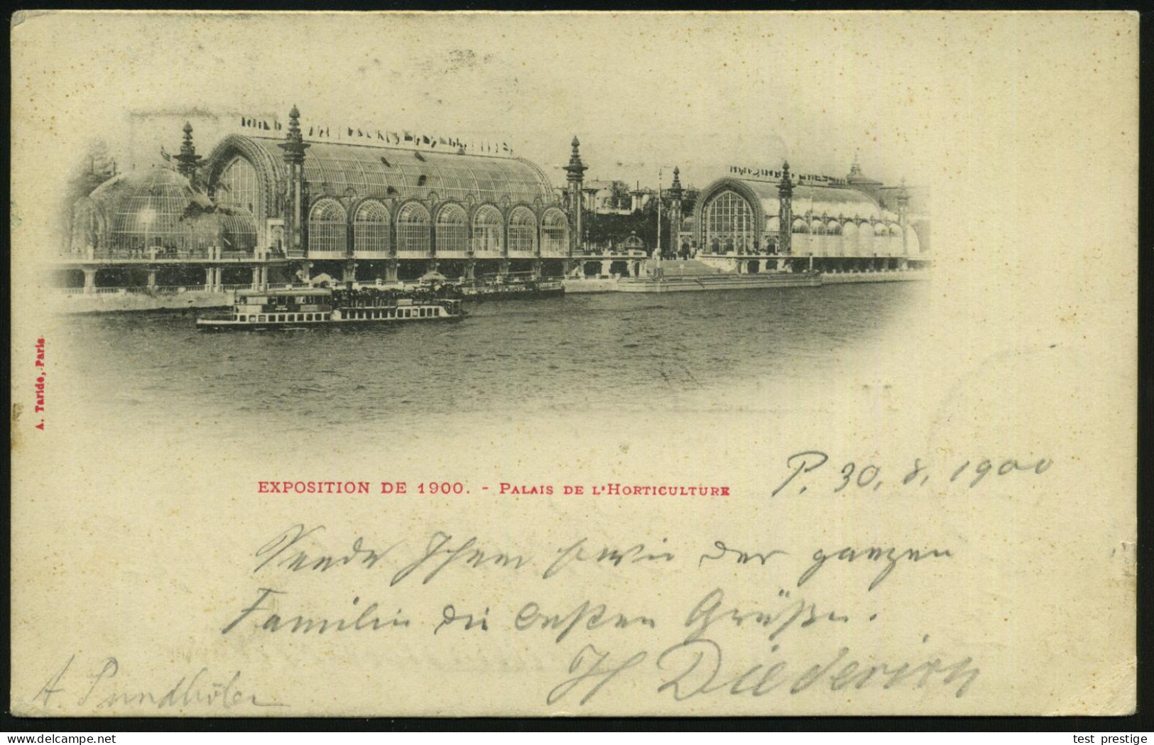 FRANKREICH 1900 (30.8.) 1K: PARIS 73/R. LITTRE Auf S/w.-Foto-Sonder-Kt.: EXPOSITION DE 1900 (Glaspalast Gartenbau) Ausl. - Otros & Sin Clasificación