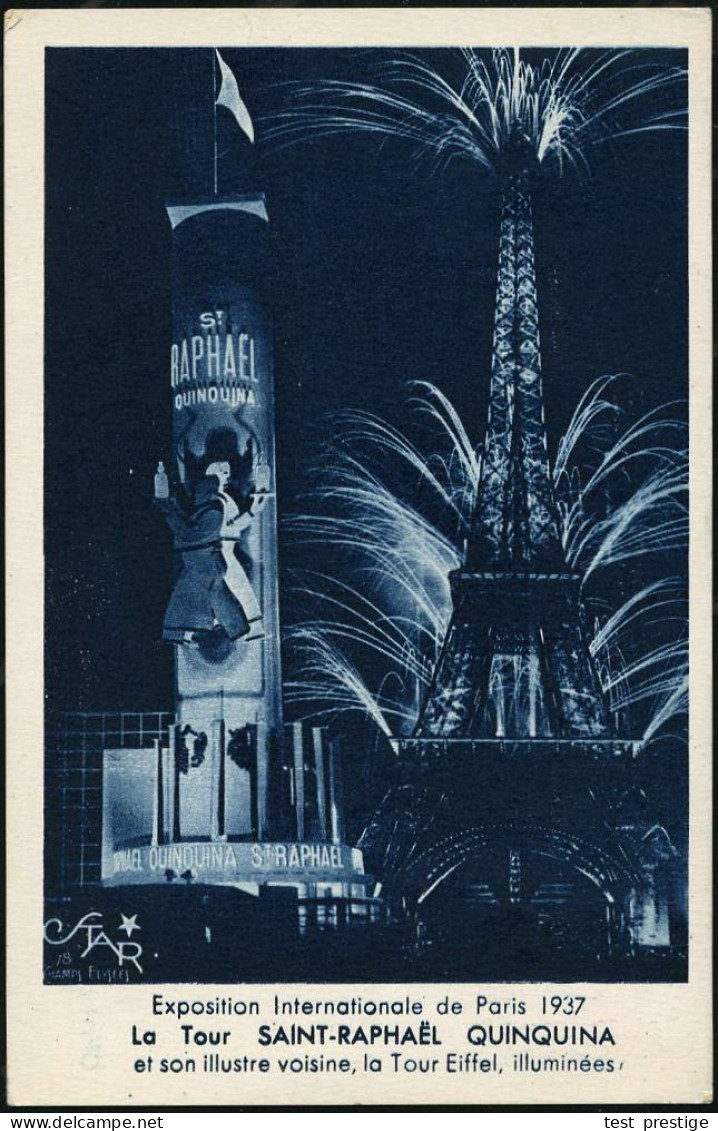 FRANKREICH 1937 (6.10.) SSt: PARIS-TROCADERO/ EXPOSITION 1937 2x Auf Monochromer Expo-Reklame-Ak.: Saint-Raphael-Wein-Sä - Other & Unclassified