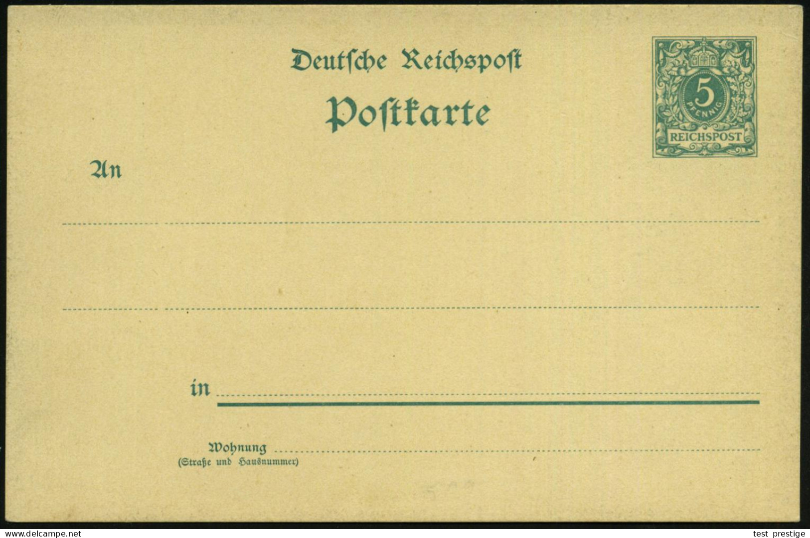 DEUTSCHES REICH 1897 (Apr.) Trauer-PP 5 Pf. Krone, Grün: Stephan.. Gest. 8. April 1897 Zu Berlin = Brustbild Heinr. V. S - UPU (Universal Postal Union)