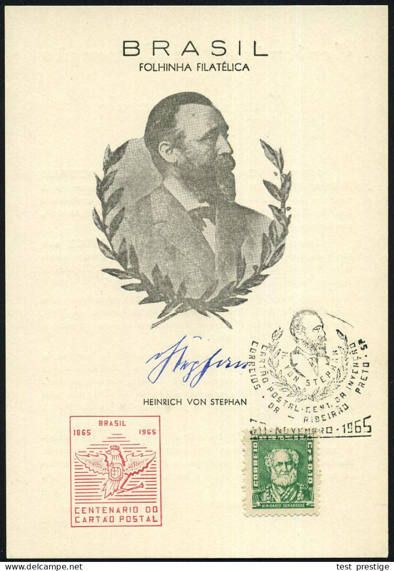 BRASILIEN 1955 (30.11.) SSt: CORREIOS DR-RIBEIRAO PRETO SP/H.v.STEPHAN.. (H.v.Stephan/Lorbeer) Auf Motivgl. Stephan-Gede - UPU (Universal Postal Union)