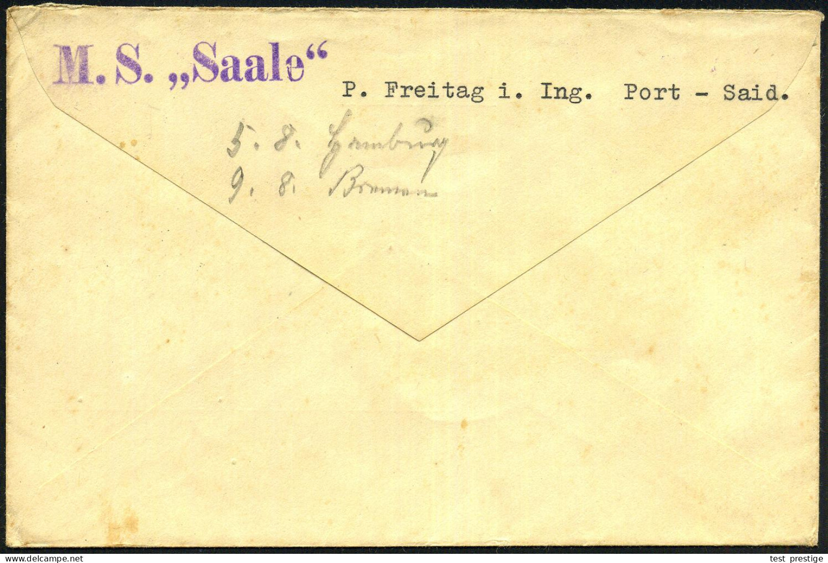 ÄGYPTEN 1934 (20.4.) 10 M. "10. UPU-Kongreß Kairo", Reine MeF: Paar , Rs. Viol. Schiffs-1L: M. S. "Saale", Klar Gest. Üb - UPU (Universal Postal Union)