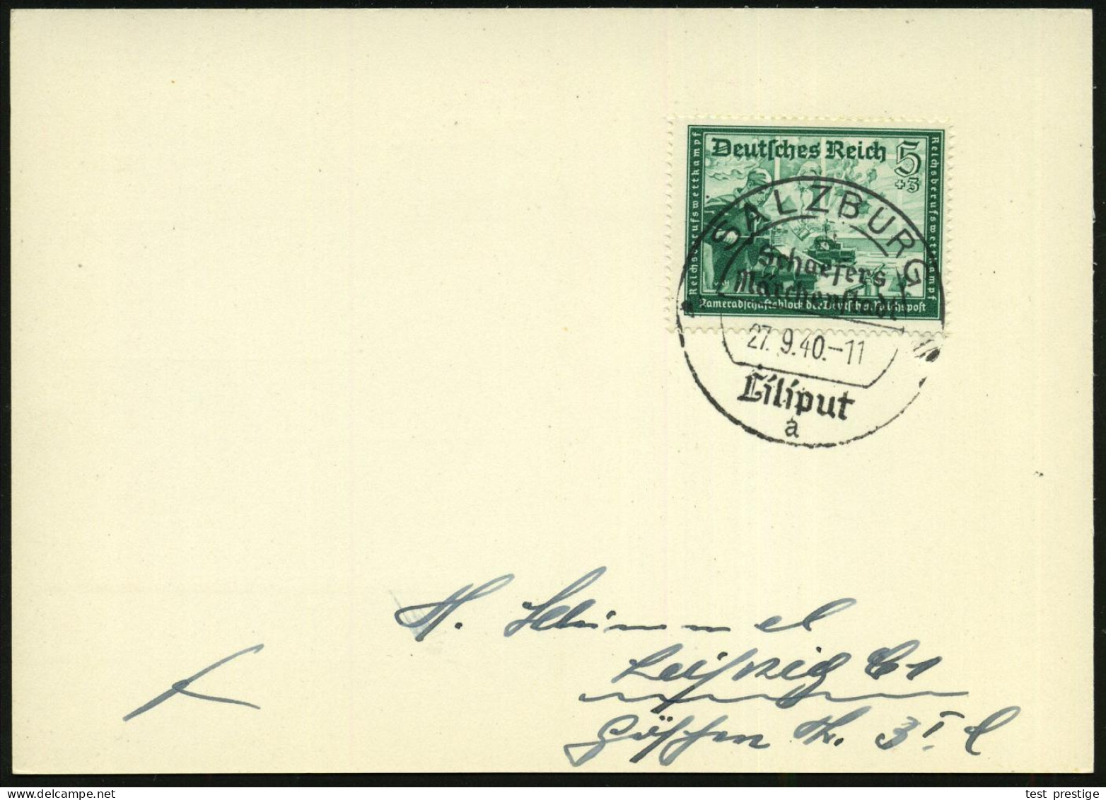 SALZBURG/ Schaefers/ Märchenstadt/ Liliput/ A 1940 (27.9.) Seltener SSt = Saison- U. Wanderstempel Auf EF 5 + 3 Pf. Post - Circus