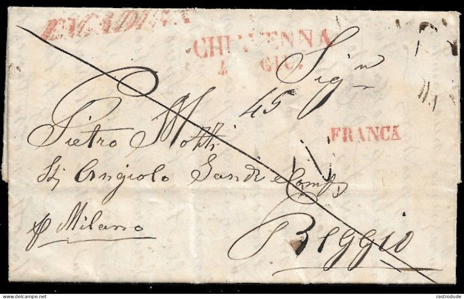 1846 SCHWEIZ VORPHILA SAMEDAN N. REGGIO LOMBARDEI über CHIAVENNA - 1843-1852 Correos Federales Y Cantonales