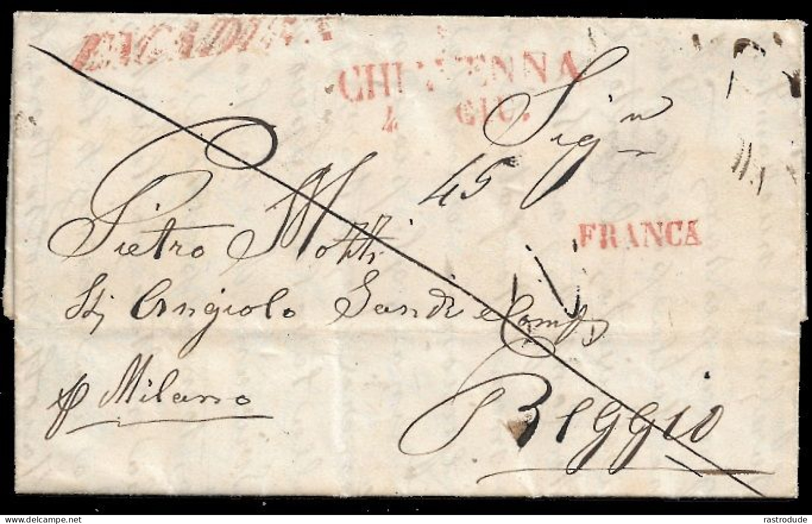 1846 SCHWEIZ VORPHILA SAMEDAN N. REGGIO LOMBARDEI über CHIAVENNA - 1843-1852 Poste Federali E Cantonali
