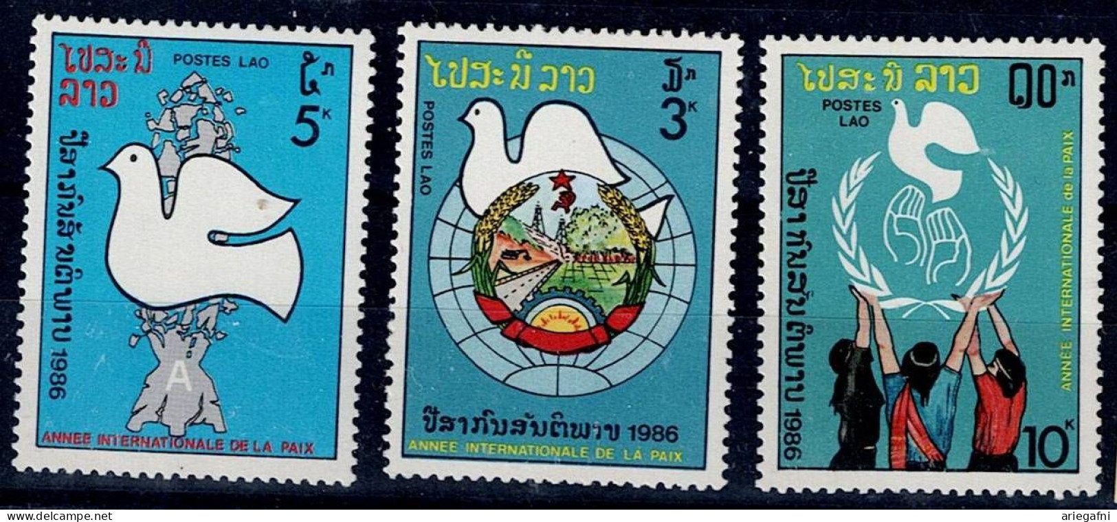 LAOS 1986 INTERNATIONAL YEAR OF PEACE MI No 959-61 MNH VF!! - Laos