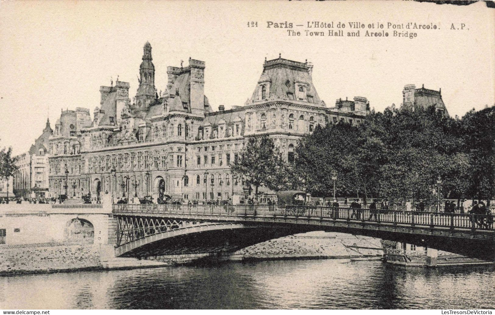 FRANCE - Paris - L'Hôtel De Ville Et Le Pont D'Arcole - AP - Animé - Carte Postale Ancienne - Plätze