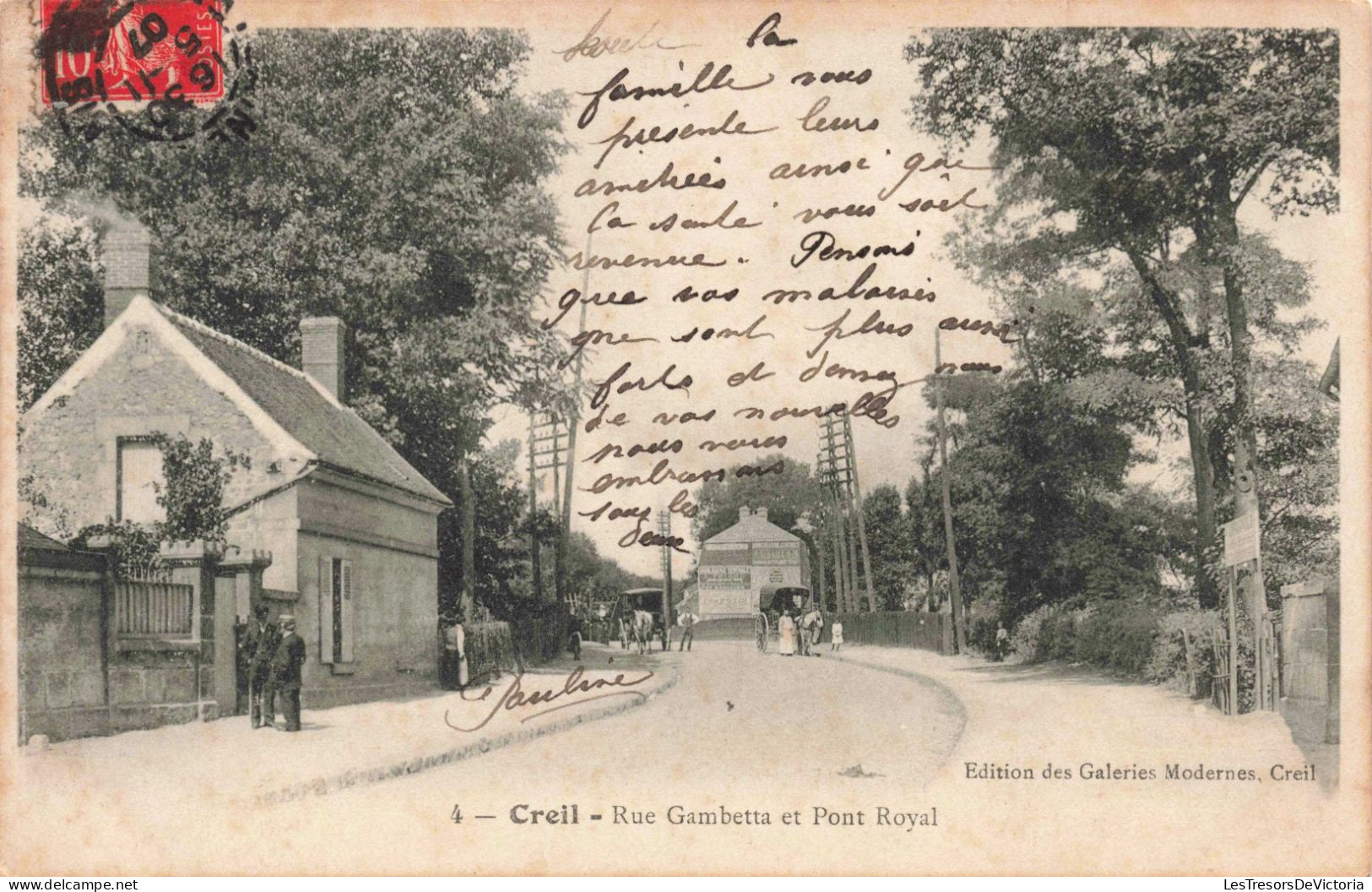 FRANCE - Creil - Rue Gambetta Et Pont Royal - Carte Postale Ancienne - Creil