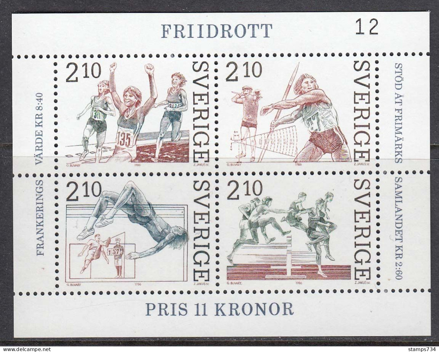 Schweden 1986 - Sport,Mi-Nr. Block 14, MNH** - Blocs-feuillets