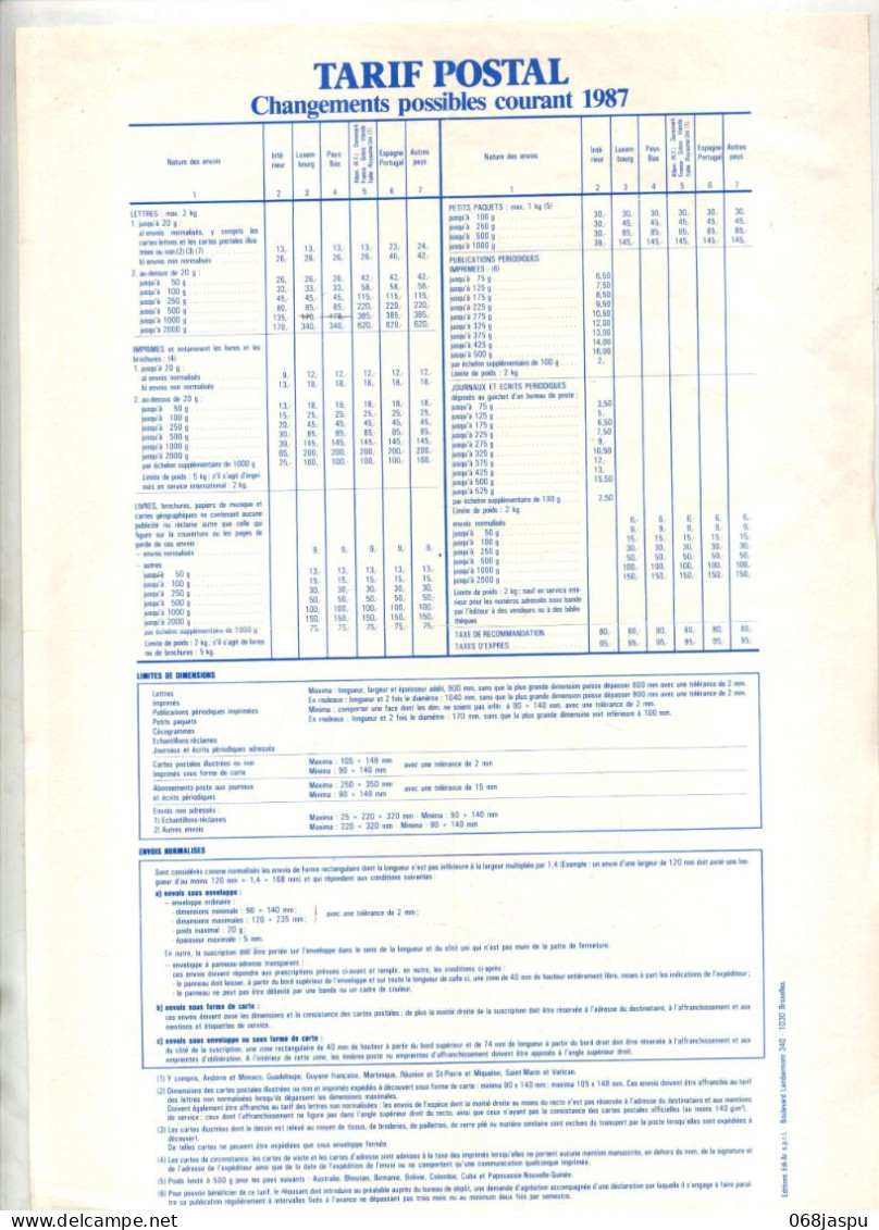 Calendrier Du Facteur 1987  Theme Velo - Grossformat : 1941-60