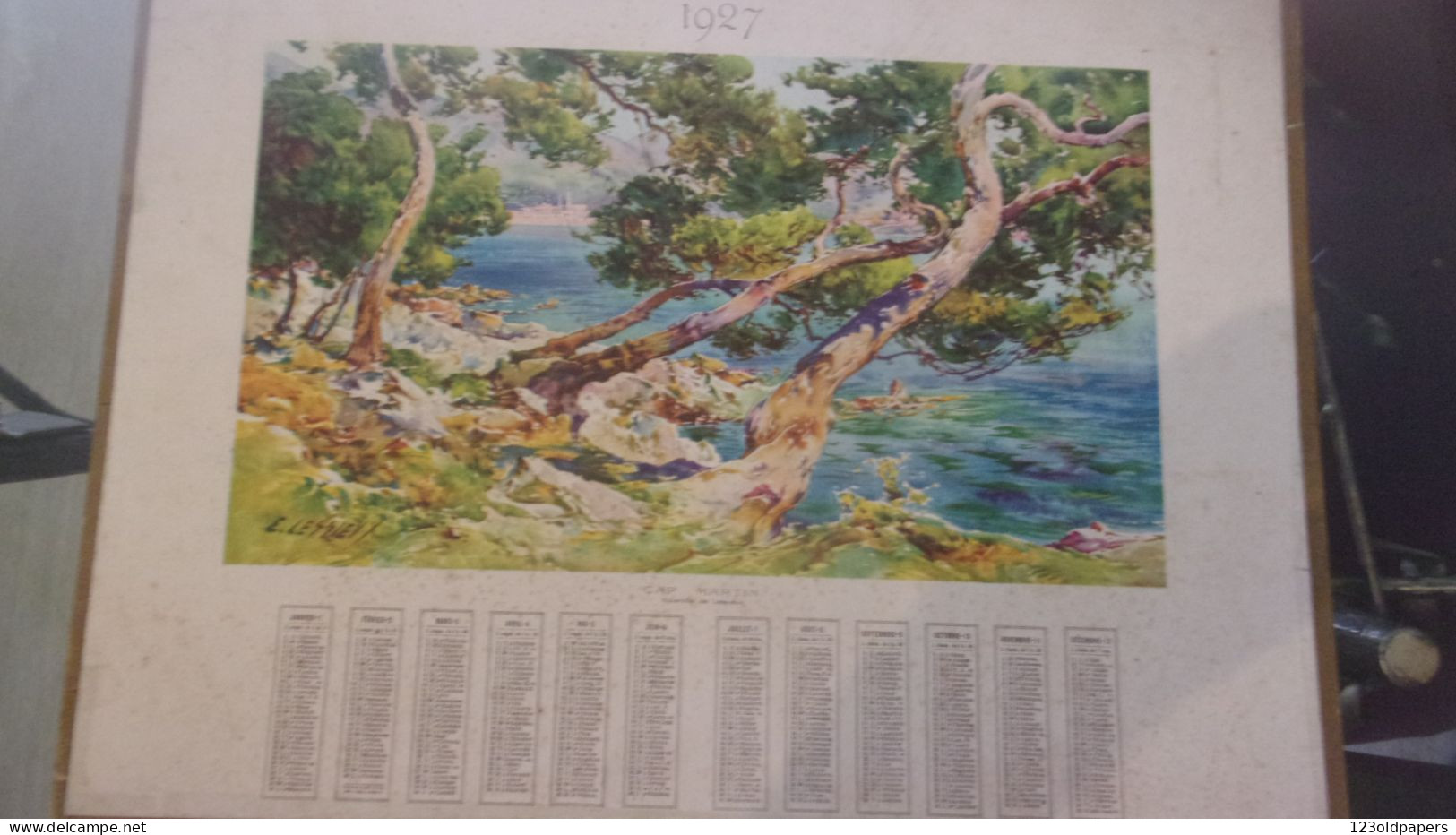 1927  CAP MARTIN ILLUSTRATEUR  AQUARELLE DE LESSIEUX GRAND CALENDRIER 35.5 / 48.5 CM - Groot Formaat: 1921-40