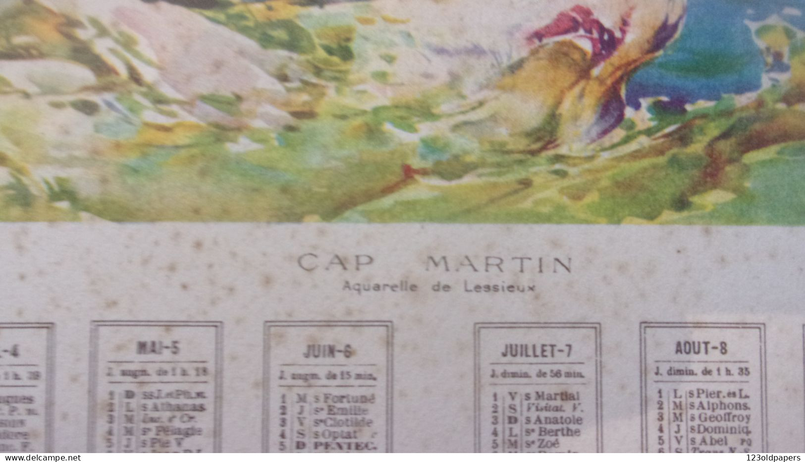 1927  CAP MARTIN ILLUSTRATEUR  AQUARELLE DE LESSIEUX GRAND CALENDRIER 35.5 / 48.5 CM - Grossformat : 1921-40