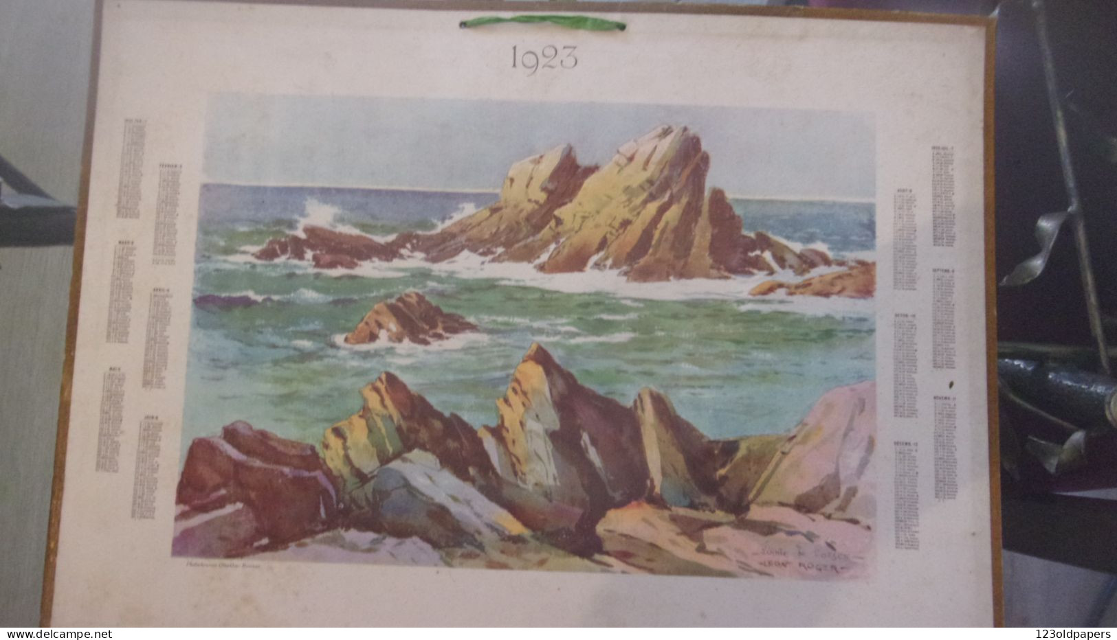 1923  POINTE DE CORSEN  ILLUSTRATEUR  LEON ROGER Plouarzel,Finistère GRAND CALENDRIER 45/32 CM - Tamaño Grande : 1921-40