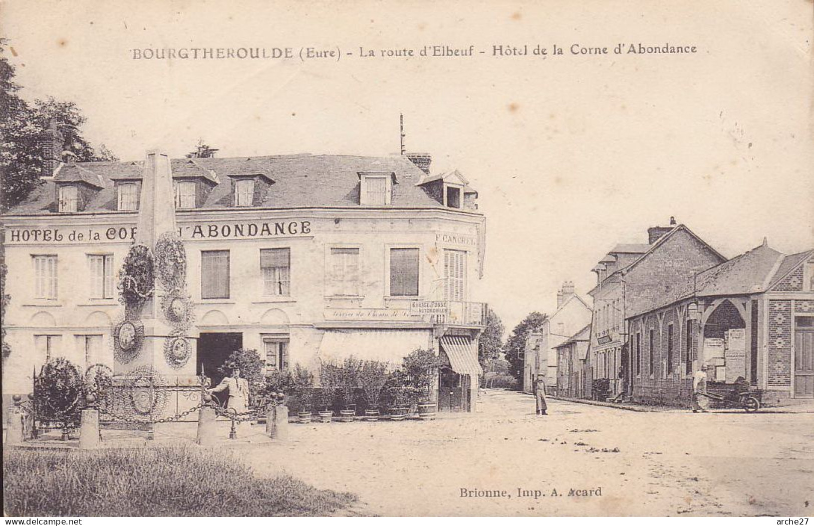 CPA - 27 - BOURTHEROULDE - La Route D'elbeuf - Hôtel De La Corne D'abondance - Bourgtheroulde