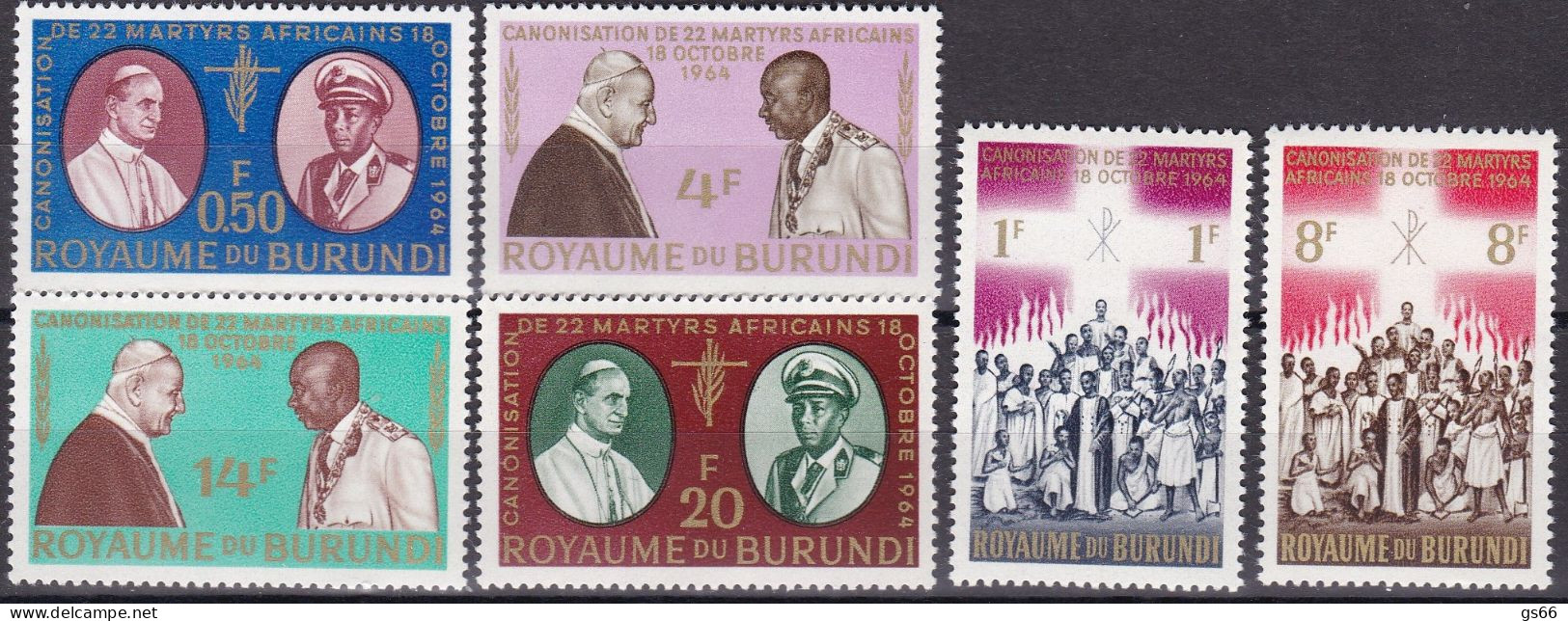 Burundi, 1964, 119/24 A, MNH **, Heiligsprechung Von 22 Afrikanischen Märtyrern. - Nuovi
