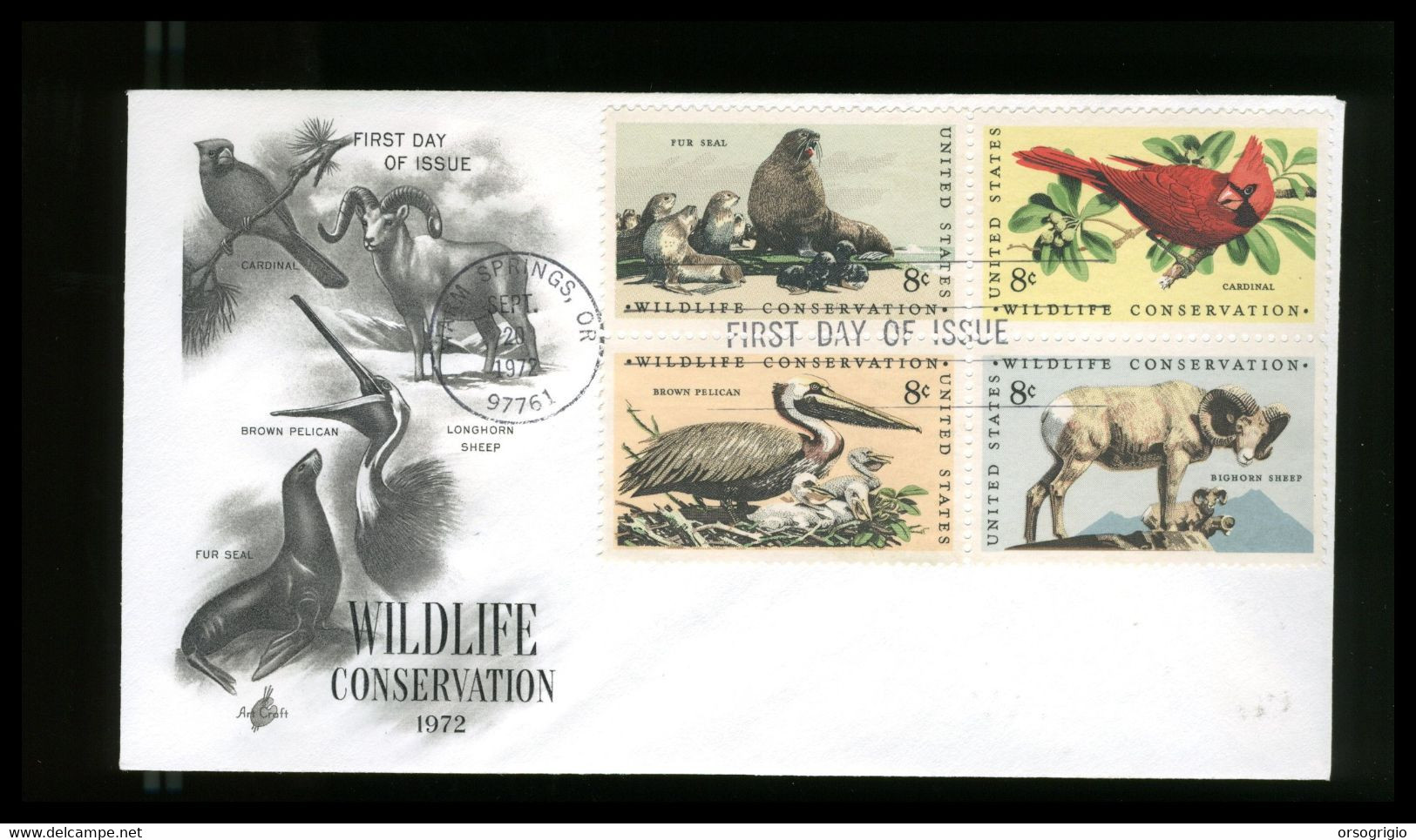 USA - FDC 1972 -  WILDLIFE  CONSERVATION - 1971-1980