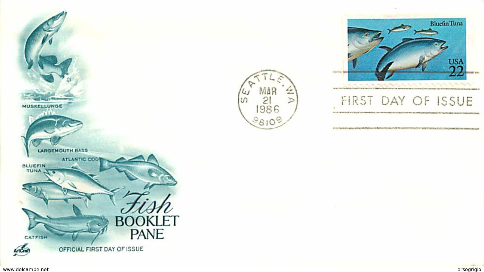 USA - FDC - 1986  SEATTLE  -  FISH  BOOKLET PANE - 1981-1990