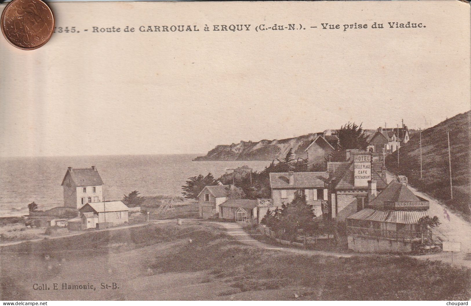22 - Carte Postale Ancienne De  Route De CARROUAL à ERQUY   Vue Aérienne - Erquy