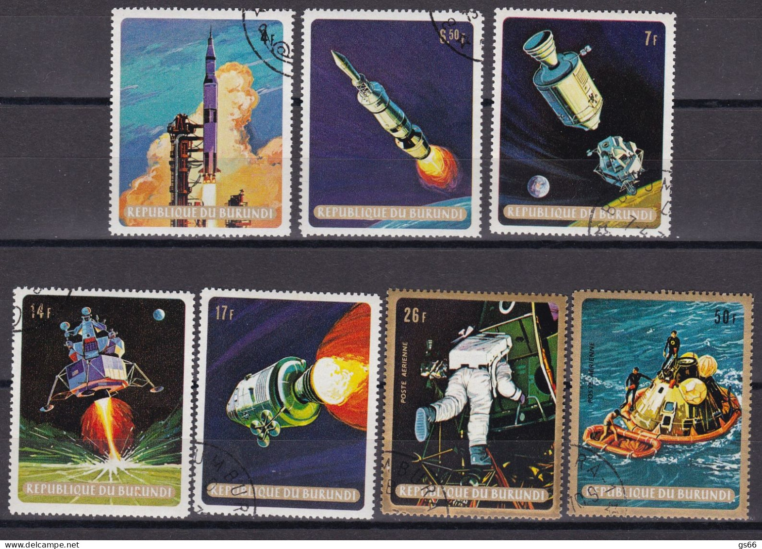 Burundi, 1964, 520/28 A, Used Oo, Erste Bemannte Mondlandung (Apollo 11). - Gebruikt