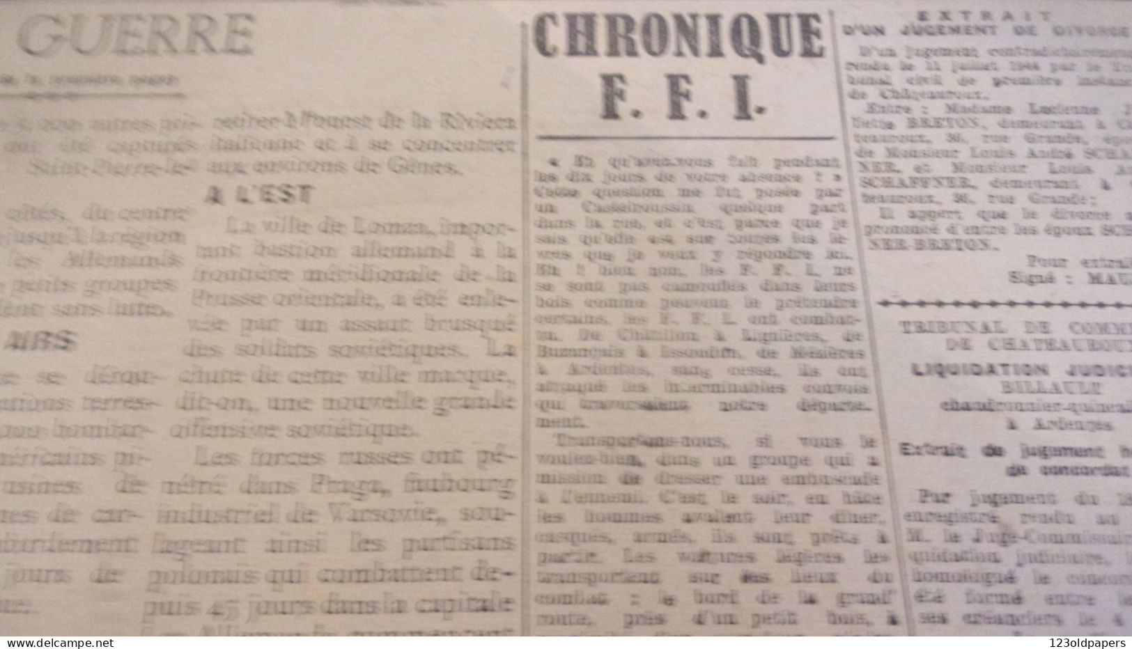 WWII La Marseillaise, Berry - Touraine - Marche SEPTEMBRE 1944 CHATEAUROUX LE BLANC ISSOUDUN ATTENTAT DE BORDESSOULLE