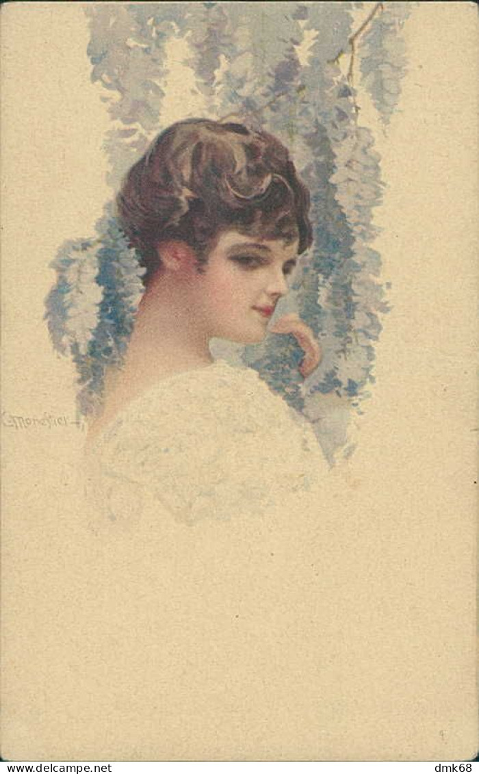 MONESTIER  SIGNED 1910s POSTCARD - WOMAN & FLOWERS - N.234/2 (4692) - Monestier, C.
