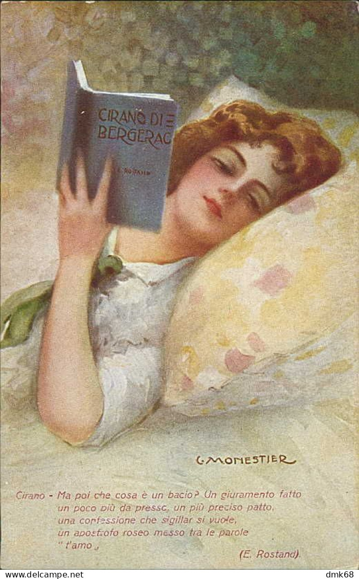 MONESTIER  SIGNED 1910s POSTCARD - WOMAN READING CIRANO DI BERGERAC - N.286 (4693) - Monestier, C.