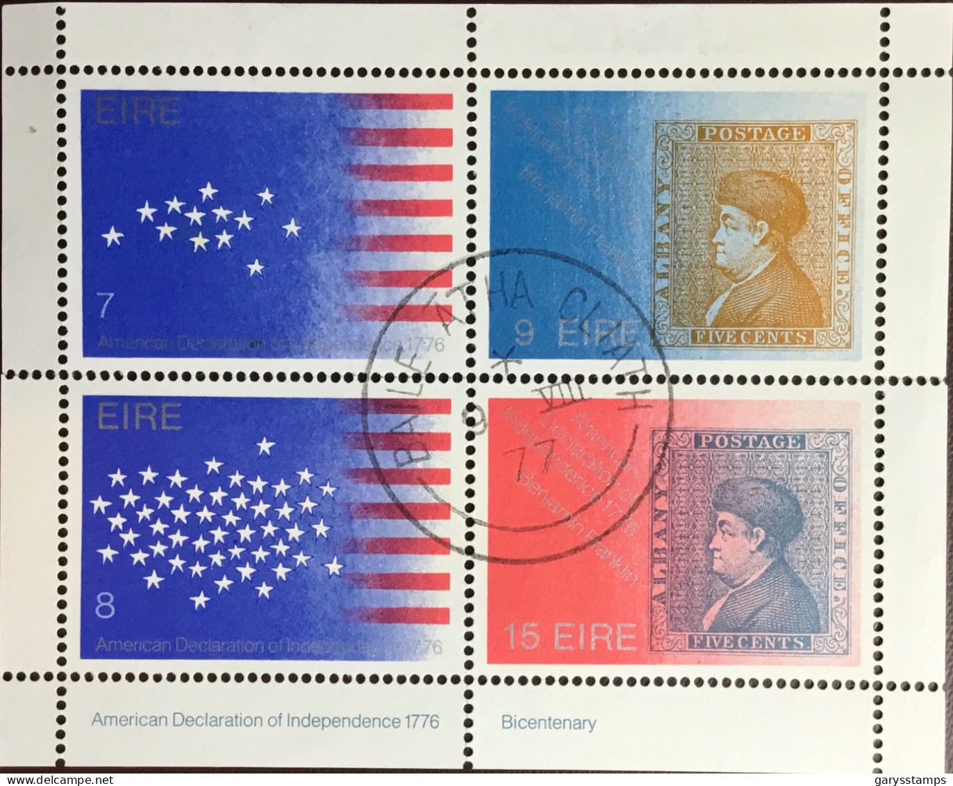 Ireland 1976 American Bicentennial Minisheet FU - Used Stamps
