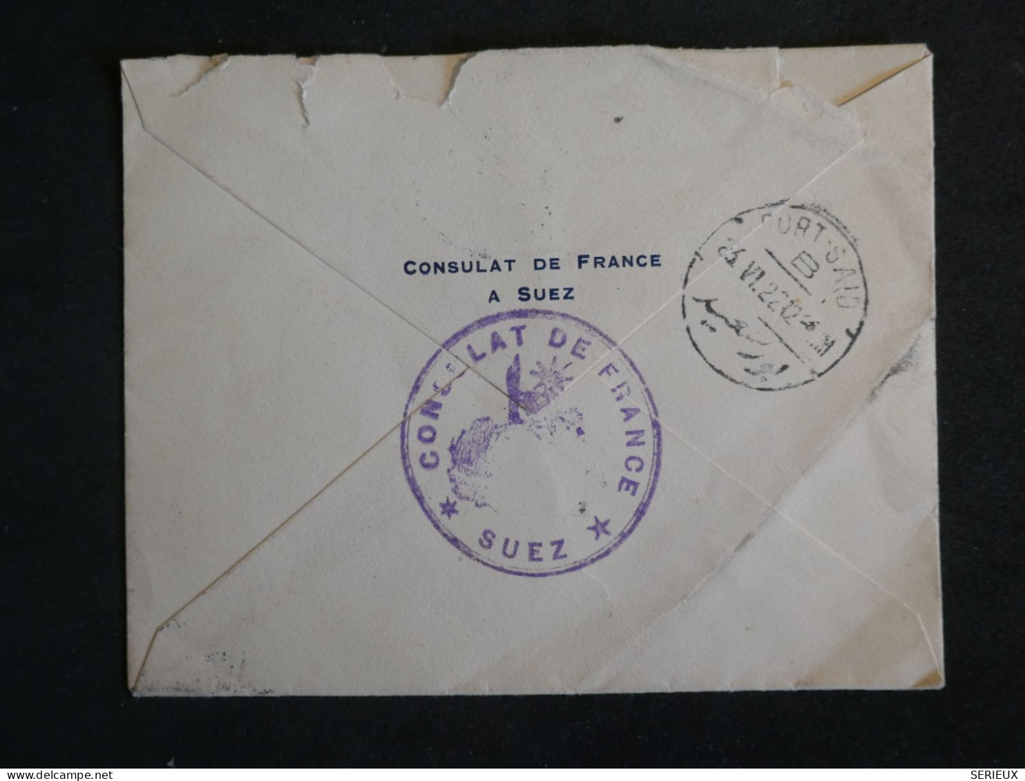 DB2EGYPTE  BELLE LETTRE RR 1922 CONSULAT DE SUEZ A PARIS FRANCE +  AFF. INTERESSANT+   +++ - 1915-1921 British Protectorate