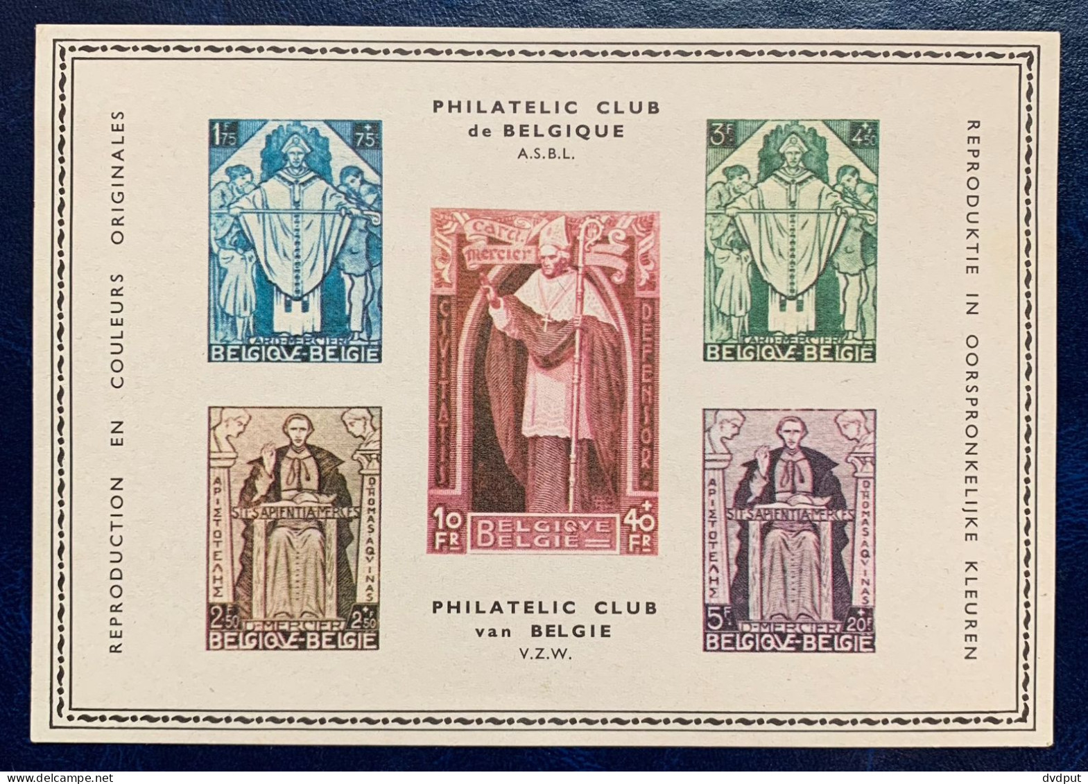 België, Philatelie Club Belgë, Reproductie In Originele Kleuren Van OBP 346/350 - Essais & Réimpressions