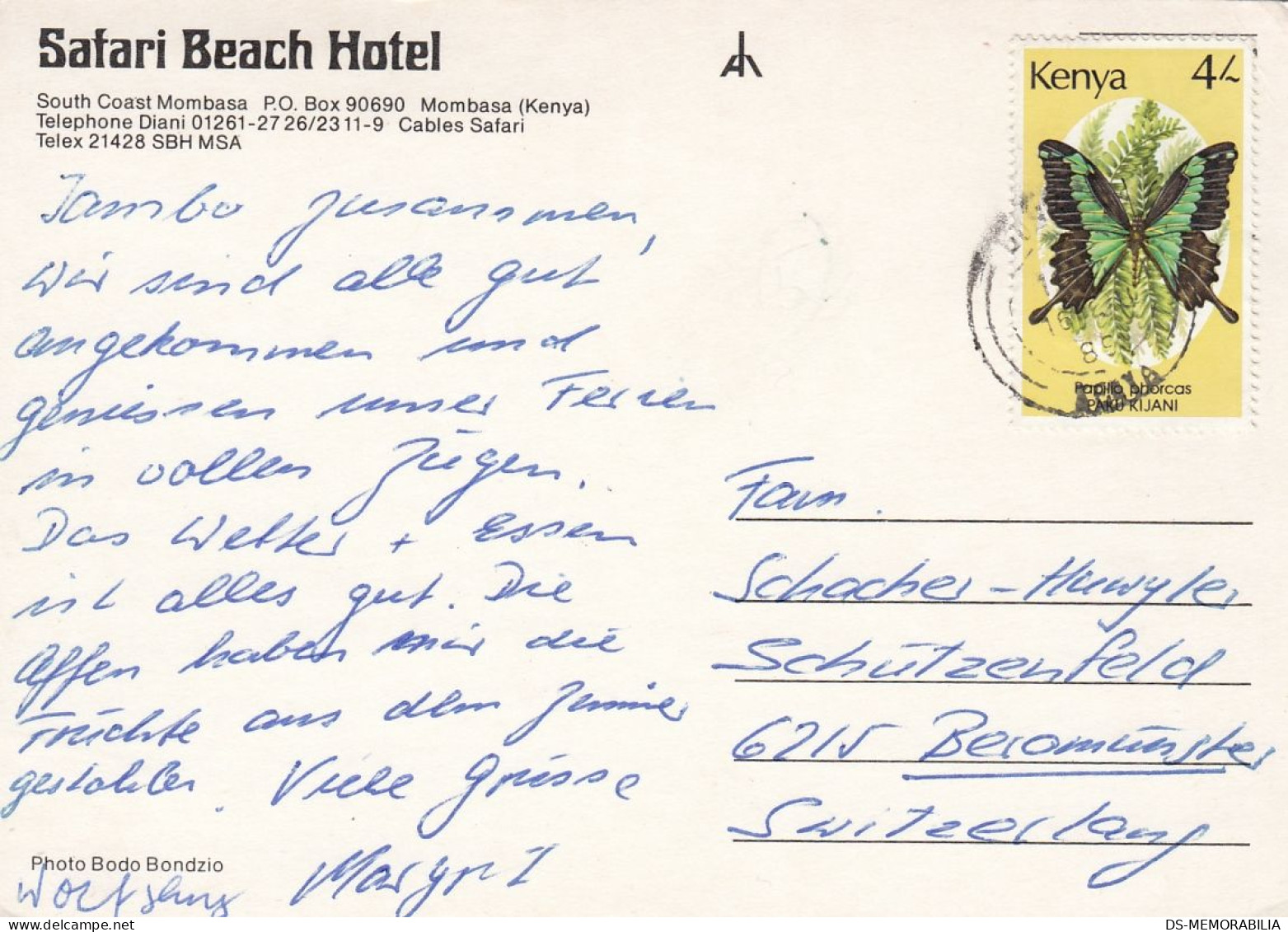 Kenya Mombasa Safari Beach Hotel 1989 Butterfly Stamp - Kenya