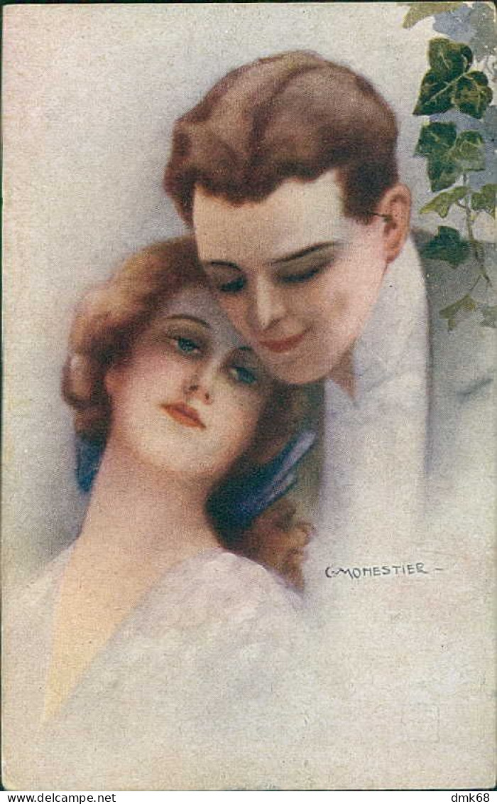 MONESTIER SIGNED 1910s POSTCARD - COUPLE - SERIE 878 (4698) - Castelli