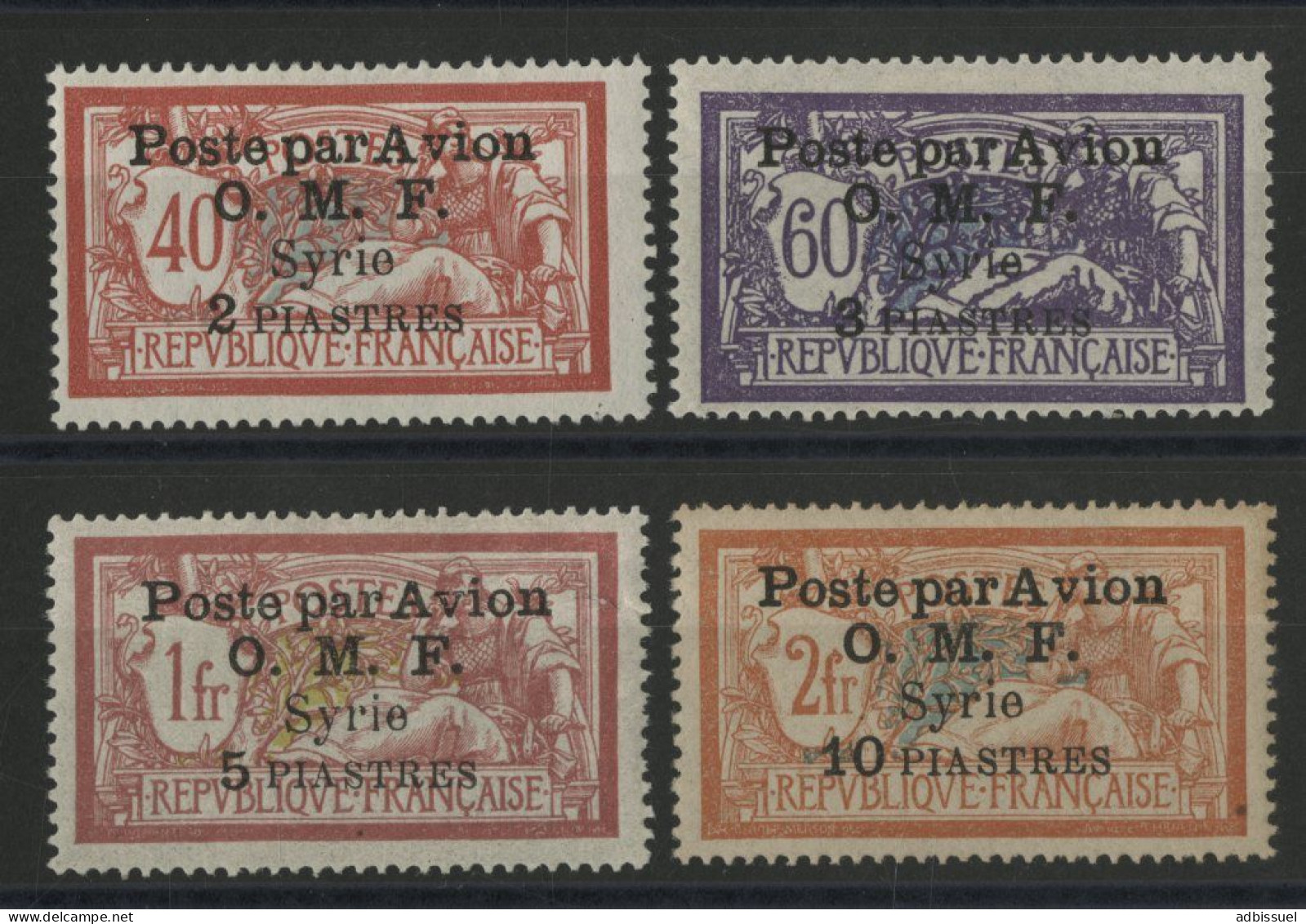 SYRIE POSTE AERIENNE N° 10 à 13 Type Merson Cote 188 € Série Complète Neufs * (MH). - Luftpost