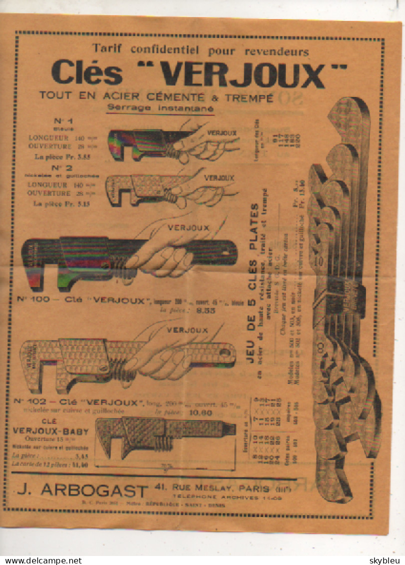 Fiche Technique  -  Clés Verjoux -  Clefs Plates - Pendoir - - Materiaal En Toebehoren