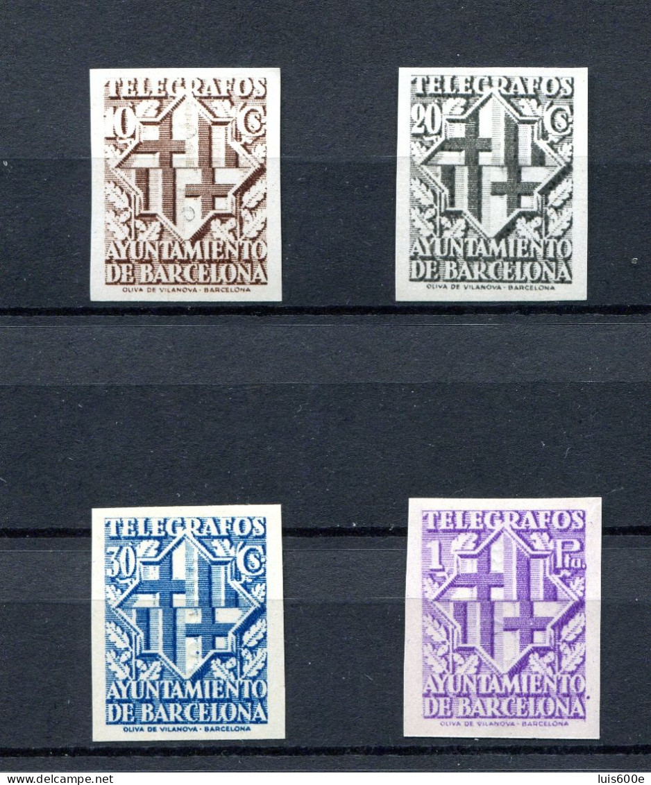 1941.ESPAÑA.BARCELONA.TELEGRAFOS.EDIFIL 17S/20S(*).NUEVOS SIN DENTAR.CATALOGO 46€ - Barcelona