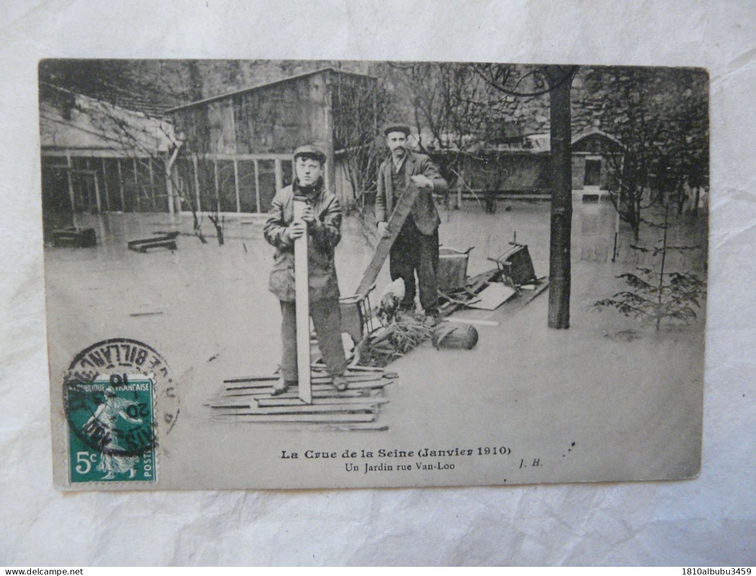 RARE - CPA LES CRUES DE LA SEINE (Janvier 1910) : Un Jardin Rue Van-Loo - Katastrophen