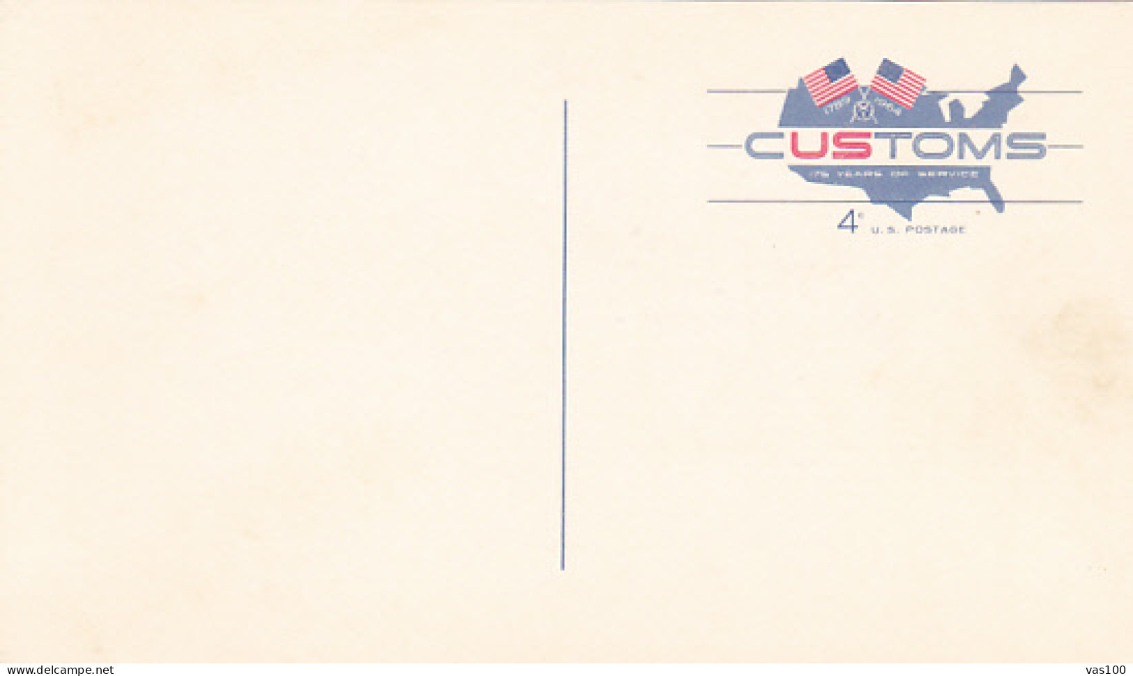 CUSTOMS SERVICE ANNIVERSARY, PC STATIONERY, ENTIER POSTAL, 1964, USA - 1961-80