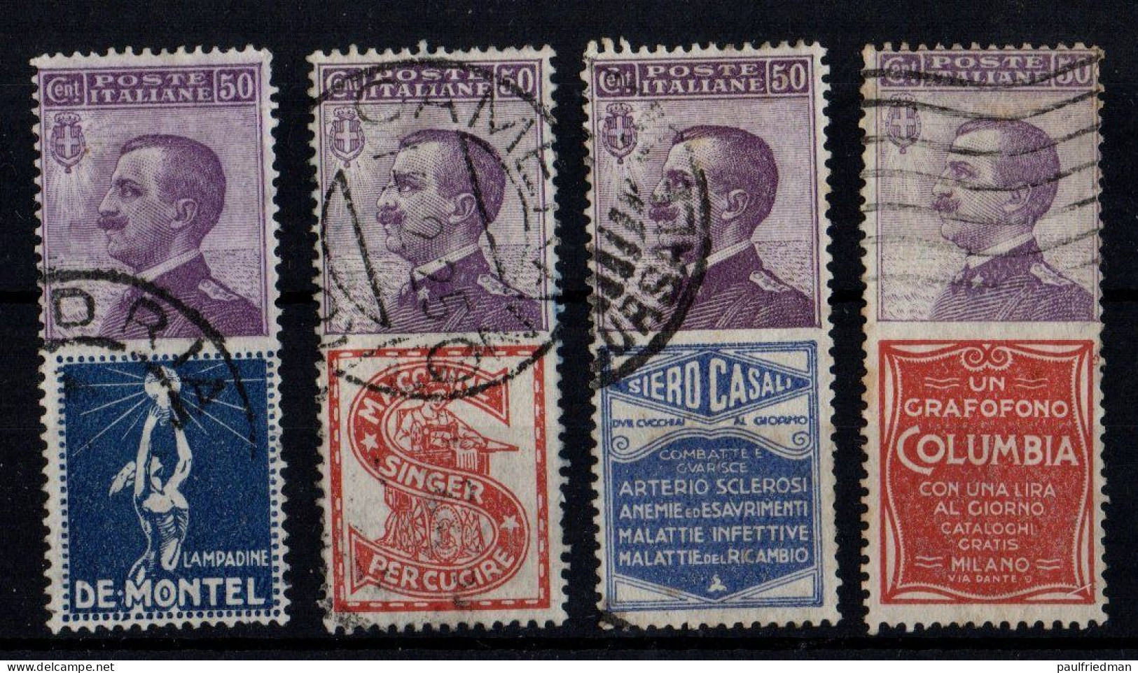 Regno 1924 - Lotto 4 Pubblicitari - Usati - Ottima Centratura - Publicity