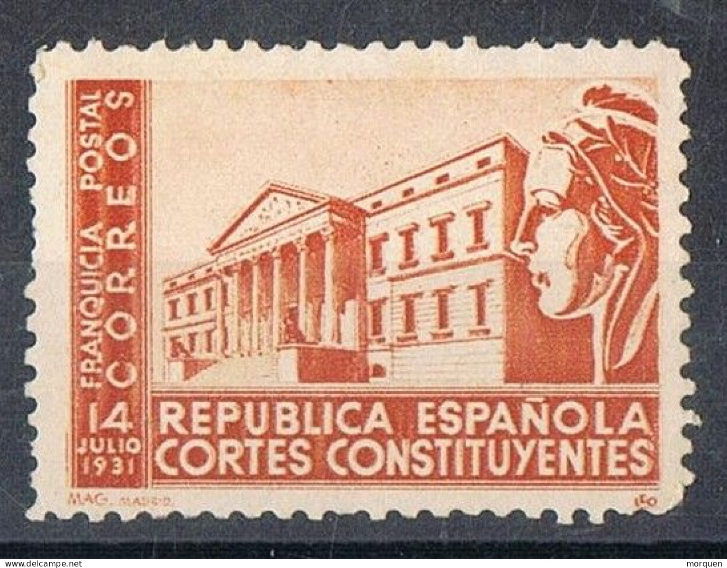 Sello Franquicia Postal  CORTES CONSTITUYENTES, Variedad Color Naranja Claro ** - Franchise Postale