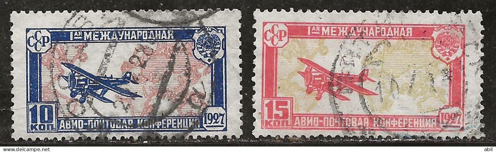 Russie 1927 N° Y&T :  PA 18 Et 19 Obl. - Usati