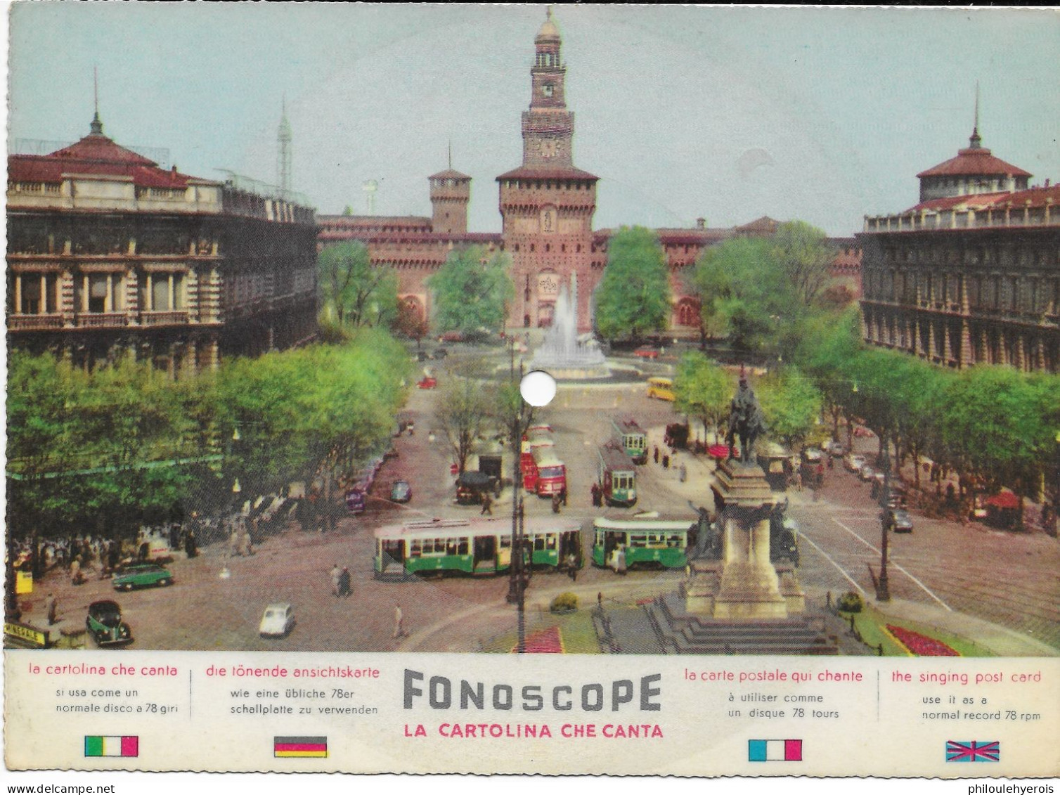 MILAN MILANO Carte-disque 78 Tours Fonoscope 21x15 Cms - Other Products