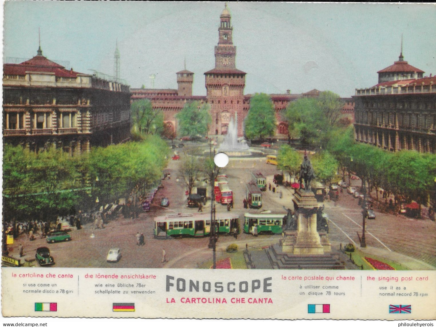 MILAN MILANO Carte-disque 78 Tours Fonoscope 21x15 Cms - Varia