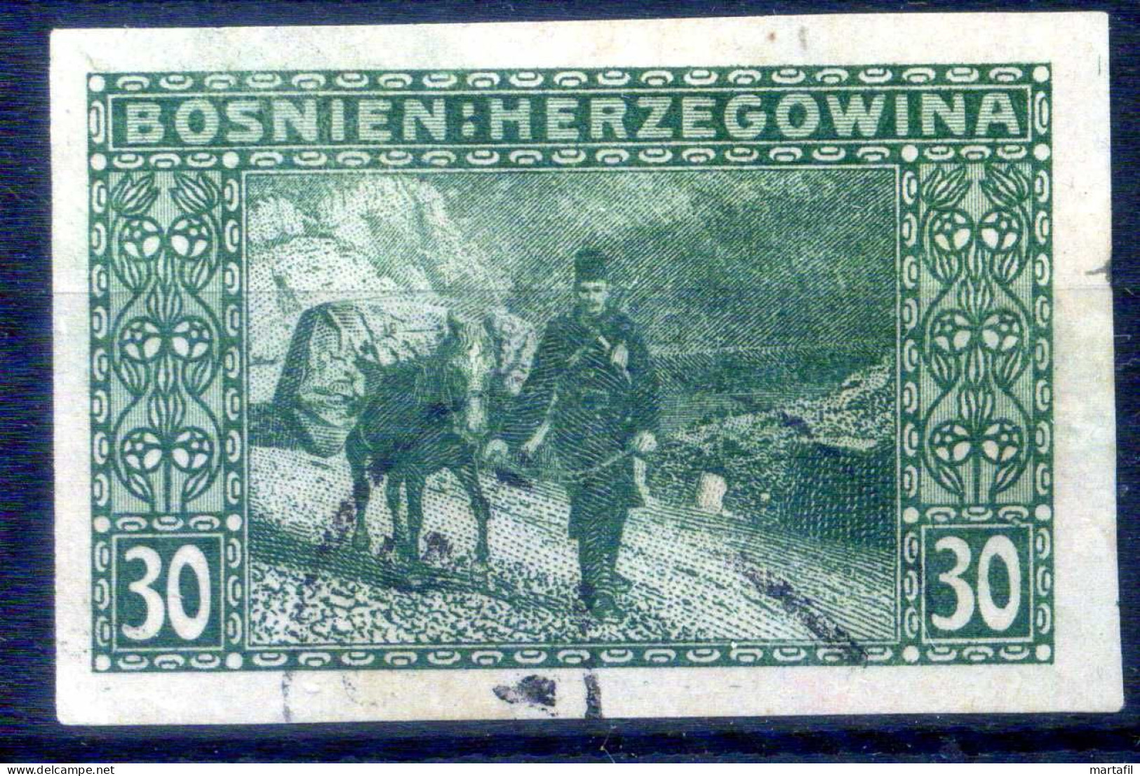 1910 AUSTRIA Levante Bosnia-Erzegovina Posta Militare N.37 USATO Non Dentellato Imperf. - Oostenrijkse Levant