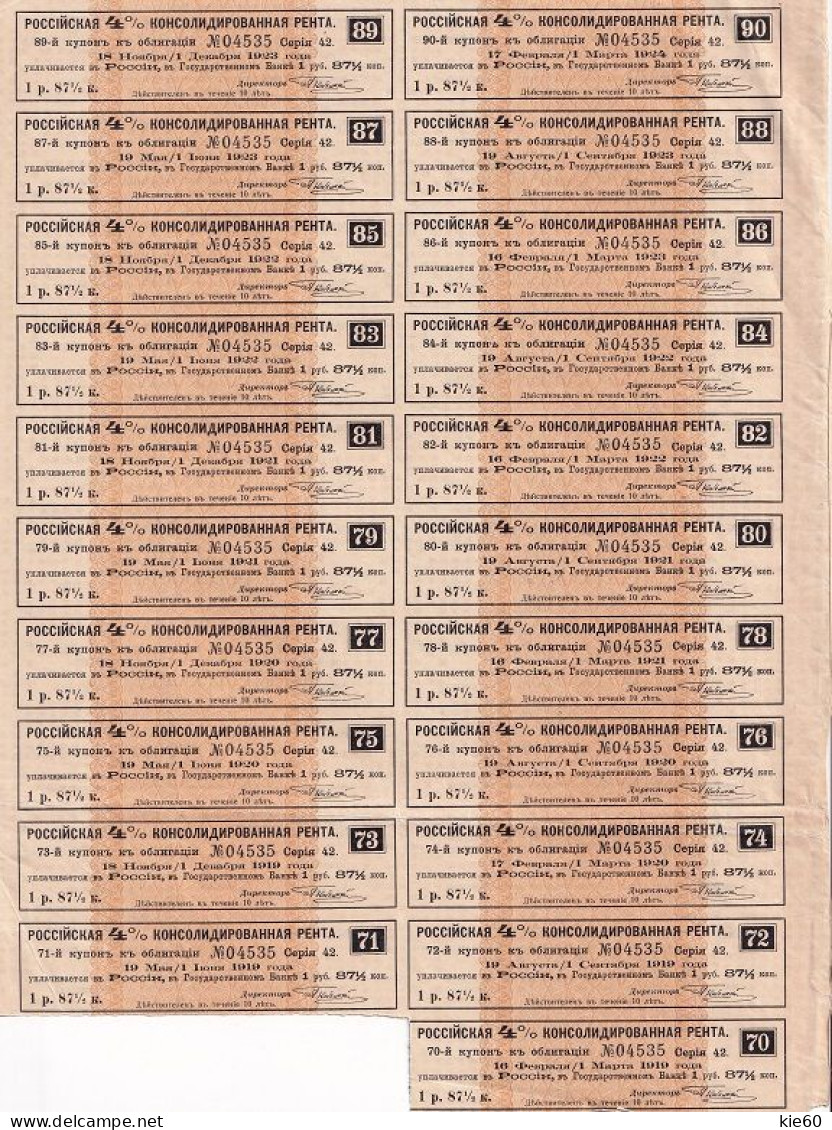 Russia  - Kupony  - 4% Consolidated Rent.0435. - Rusia