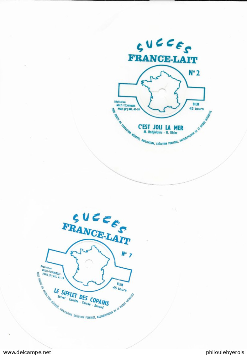 9 DISQUES SOUPLES PUBLICITAIRES France Lait + Enveloppe 1964 6 Scans - Objetos Derivados