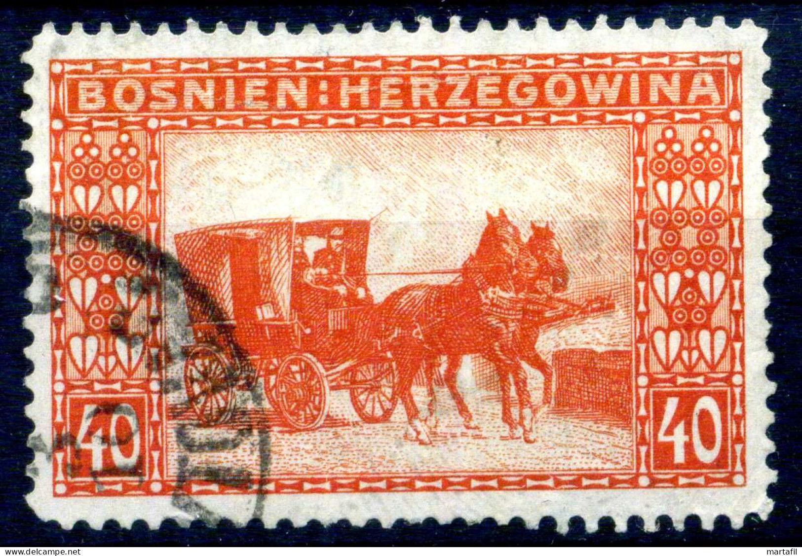 1910 AUSTRIA Levante Bosnia-Erzegovina Posta Militare N.39 USATO - Levant Autrichien