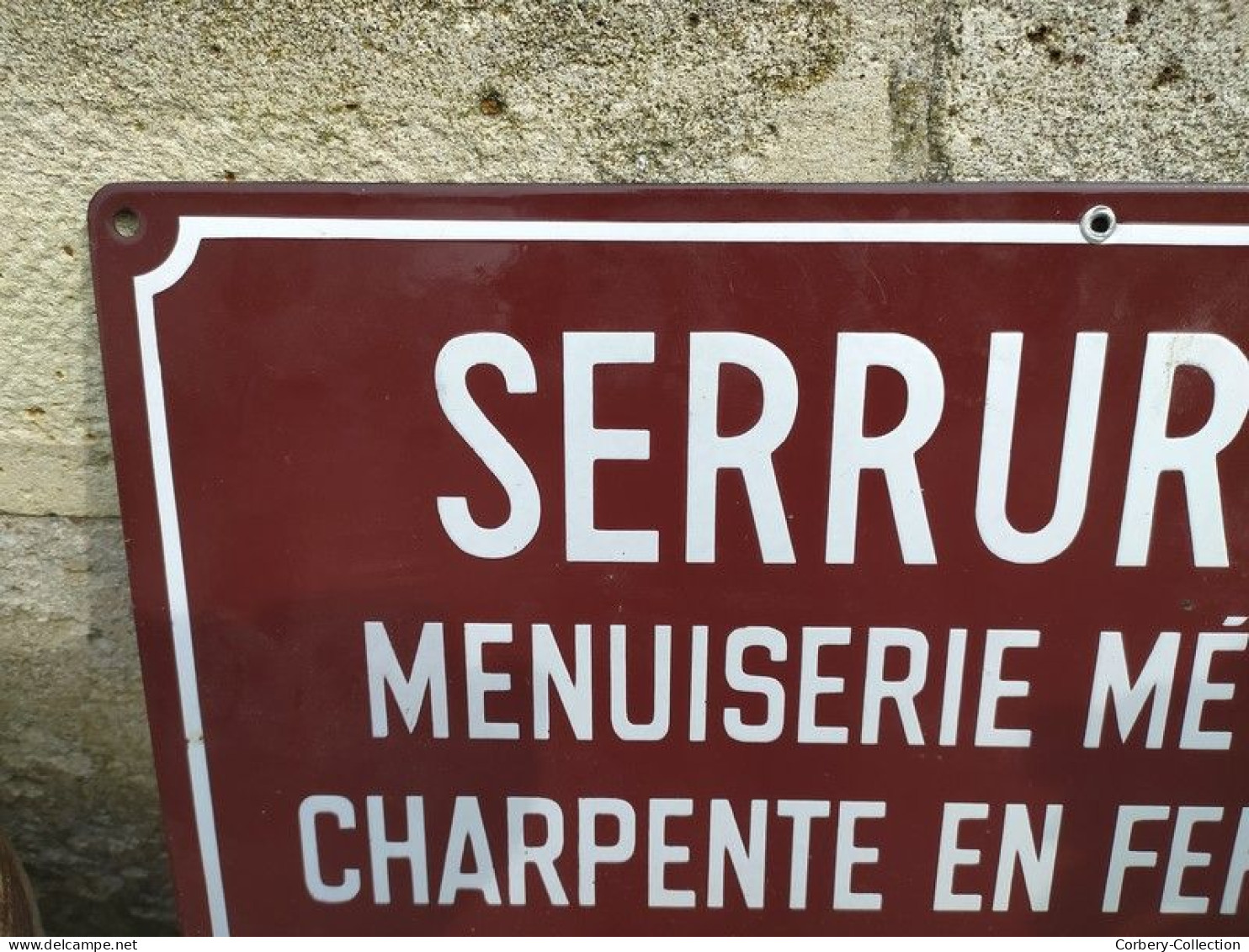 Ancienne Plaque Émaillée Serrurerie, Menuiserie, Charpente Métallique H. Minier Le Mans. - Plaques émaillées (après 1960)